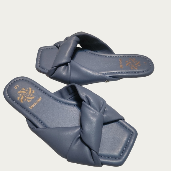 Sam & Libby Blue Tallulah Slide Sandals NWOT 7.5 - Picture 1 of 7